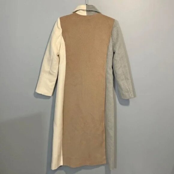 New Endless Rose Colorblock Midi Coat Ivory Grey XS $190 - Picture 3 of 6